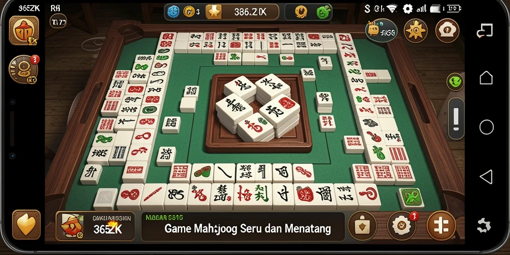 Screenshot menampilkan gameplay menantang dalam Mahjong.
