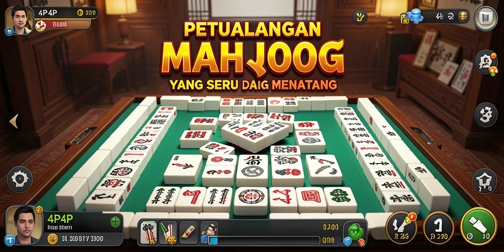 Screenshot 4P4P menampilkan gameplay Mahjong yang menarik dan menantang.