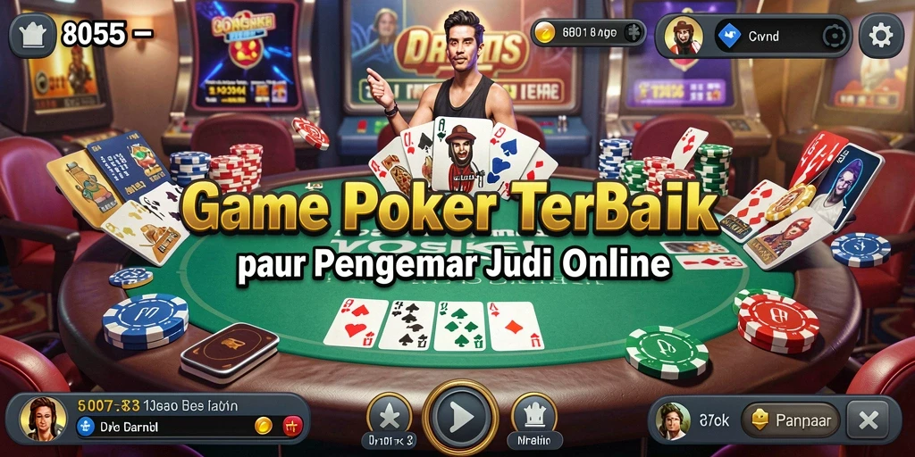 Screenshot gameplay Poker 8055 menunjukkan keseruan bermain kartu.