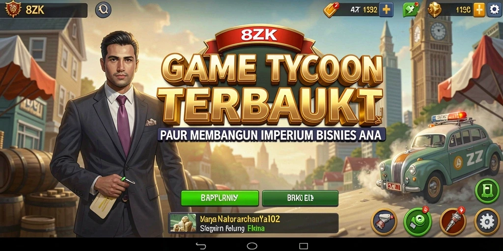 Screenshot gameplay 8ZK yang menunjukkan keseruan membangun bisnis.