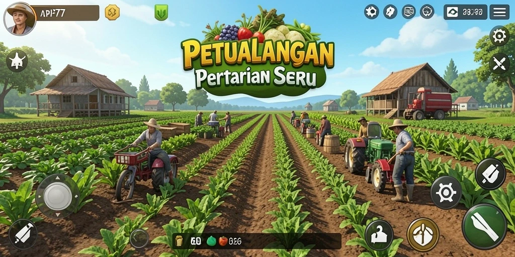 Screenshot menunjukkan petualangan seru dalam pertanian virtual.