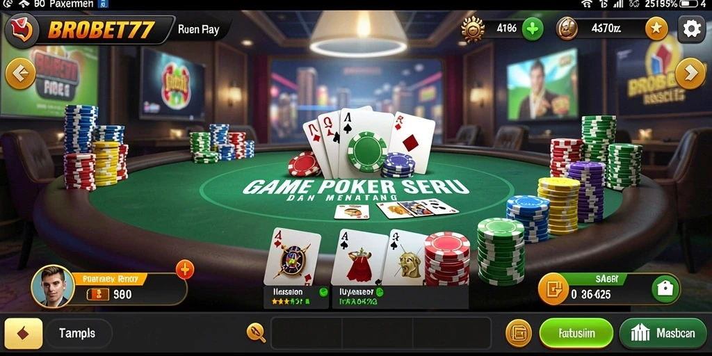 Tampilan utama BROBET77 dengan gameplay Poker yang seru dan interaktif.