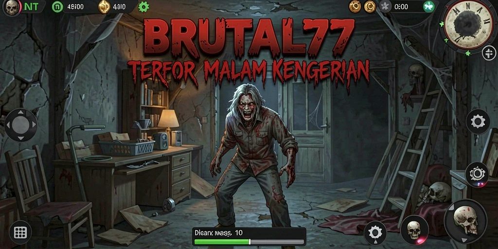 Cuplikan gameplay BRUTAL77 menampilkan suasana mencekam.
