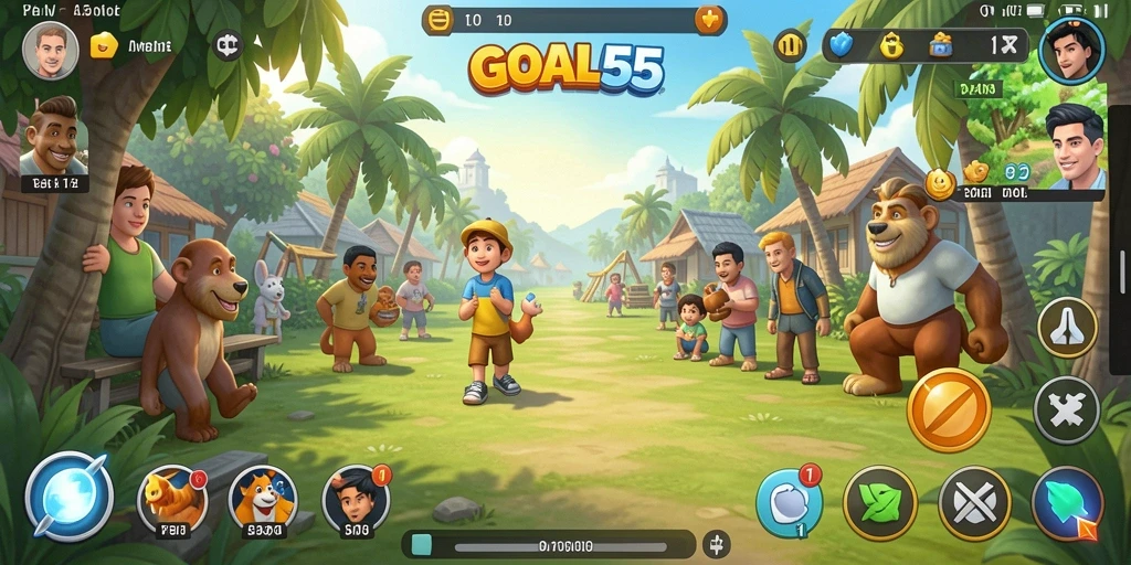 Screenshot gameplay menunjukkan momen seru di GOAL55.
