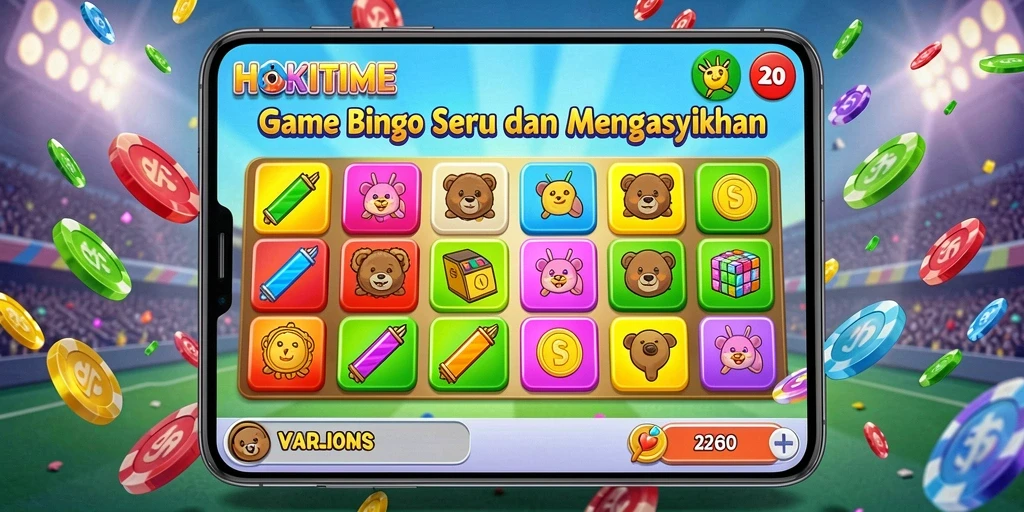 Screenshot utama HOKITIME menampilkan gameplay Bingo yang seru.