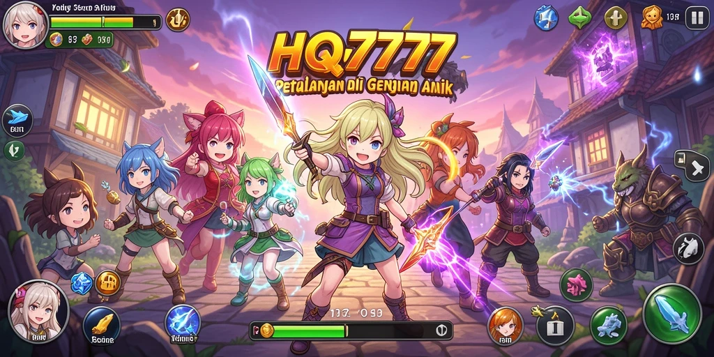 Screenshot gameplay HQ777 menampilkan aksi karakter anime yang mendebarkan.