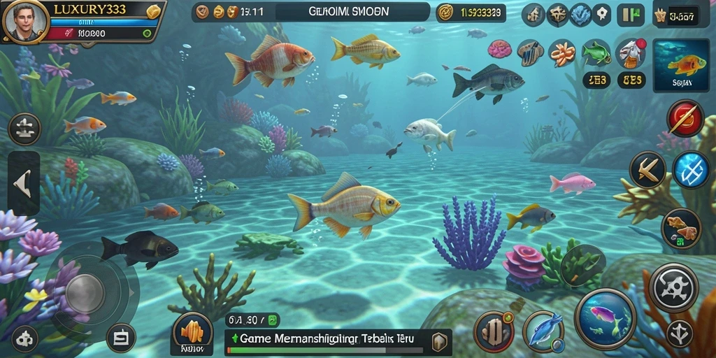 Tampilan grafik menawan dari gameplay memancing di LUXURY333.