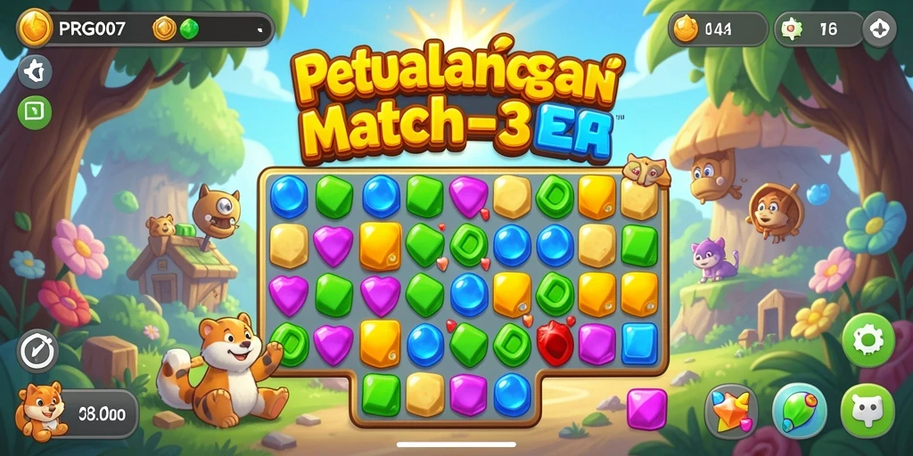 Tampilan gameplay seru PRG007 dalam aksi Match-3.