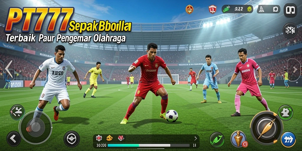 Tangkapan layar utama PT777 menampilkan aksi seru permainan sepak bola.