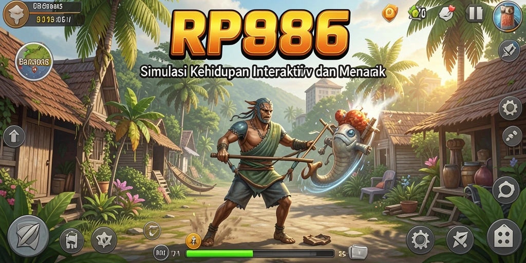 Screenshot RP886 menampilkan pemain menjelajahi dunia simulasi yang penuh warna.