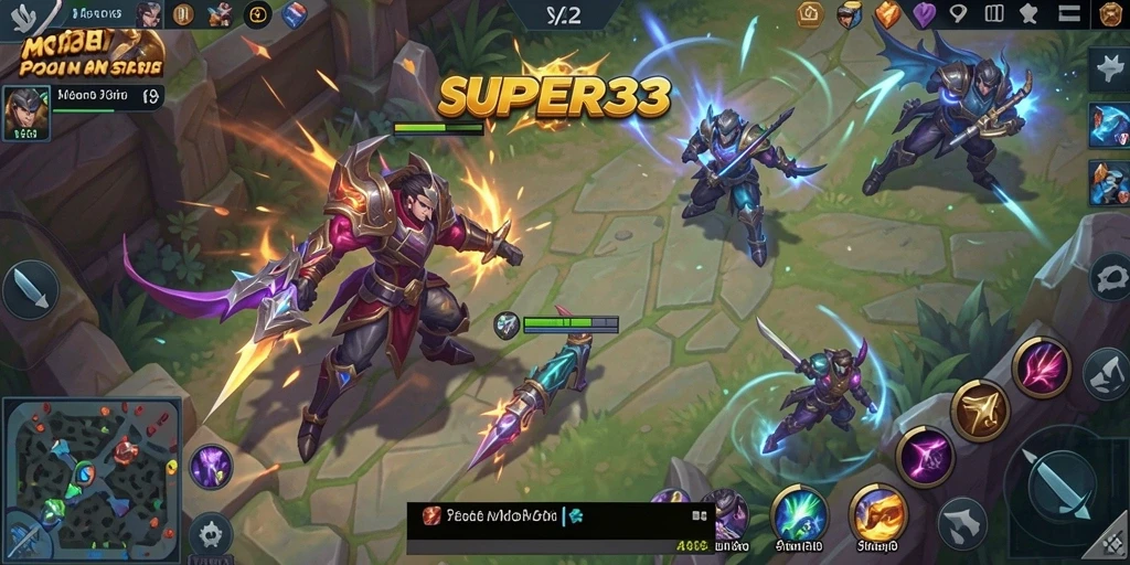 Tangkapan layar dari gameplay SUPER33 yang mendebarkan dan penuh aksi.