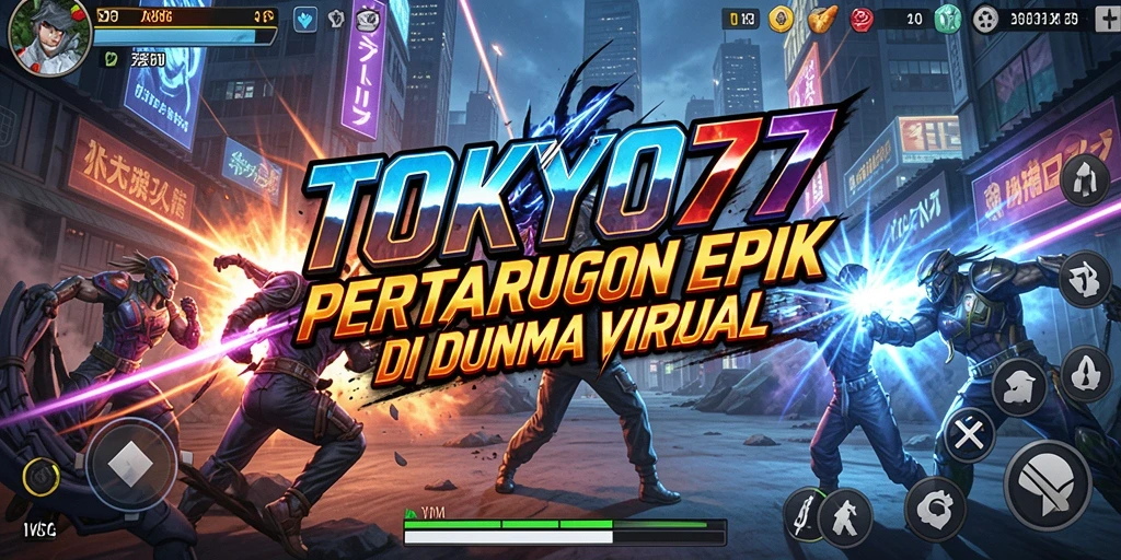 Tangkapan layar utama TOKYO77 menunjukkan aksi pertarungan yang mendebarkan.