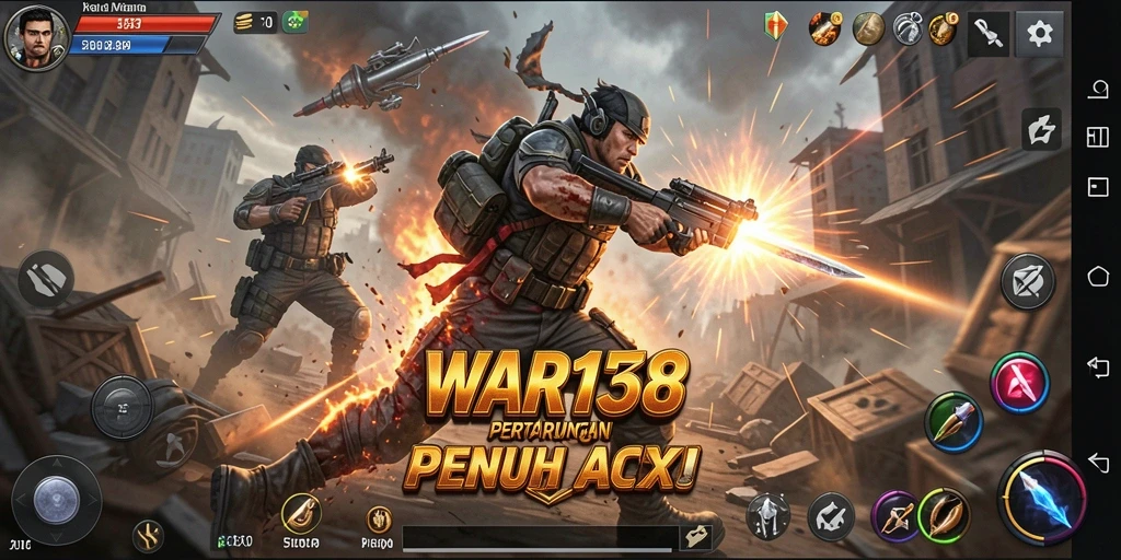 Screenshot WAR138 menunjukkan aksi pertarungan dramatis yang mendebarkan.