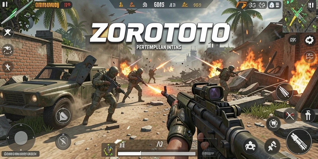Skrinsut gameplay ZOROTOTO menampilkan aksi pertempuran yang seru.